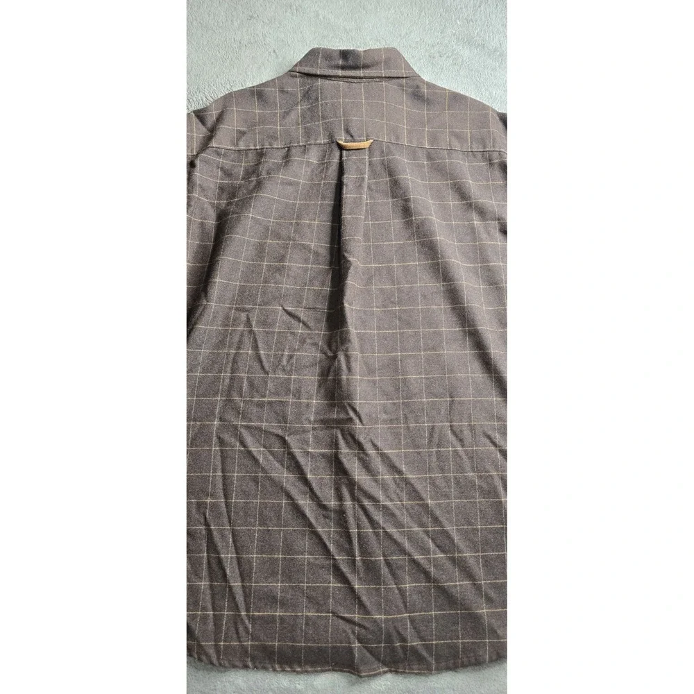 Brooks Brothers Worsted Wool Shirt Mens Large Brown Check L/S Elbow Patches